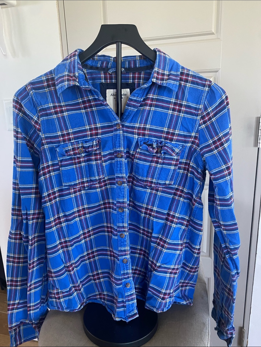 Abercrombie & Fitch Blue Plaid Flannel Shirt - womens